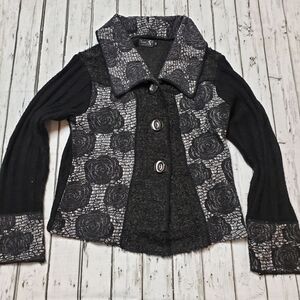 Tivoli of Ireland Wool & Mohair Blend Collared Button Cardigan Sweater